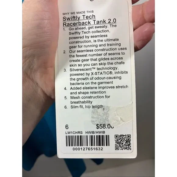 NWT lululemon Swiftly Tech Racerback Tank 2.0 Hawaiian Blue - Picture 8 of 9